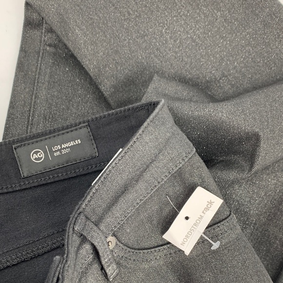 AG Adriano Goldschmied Farrah high rise skinny jeans coated black glitter new 26 - Picture 4 of 4